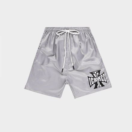 GREY BIKER NYLON SHORTS