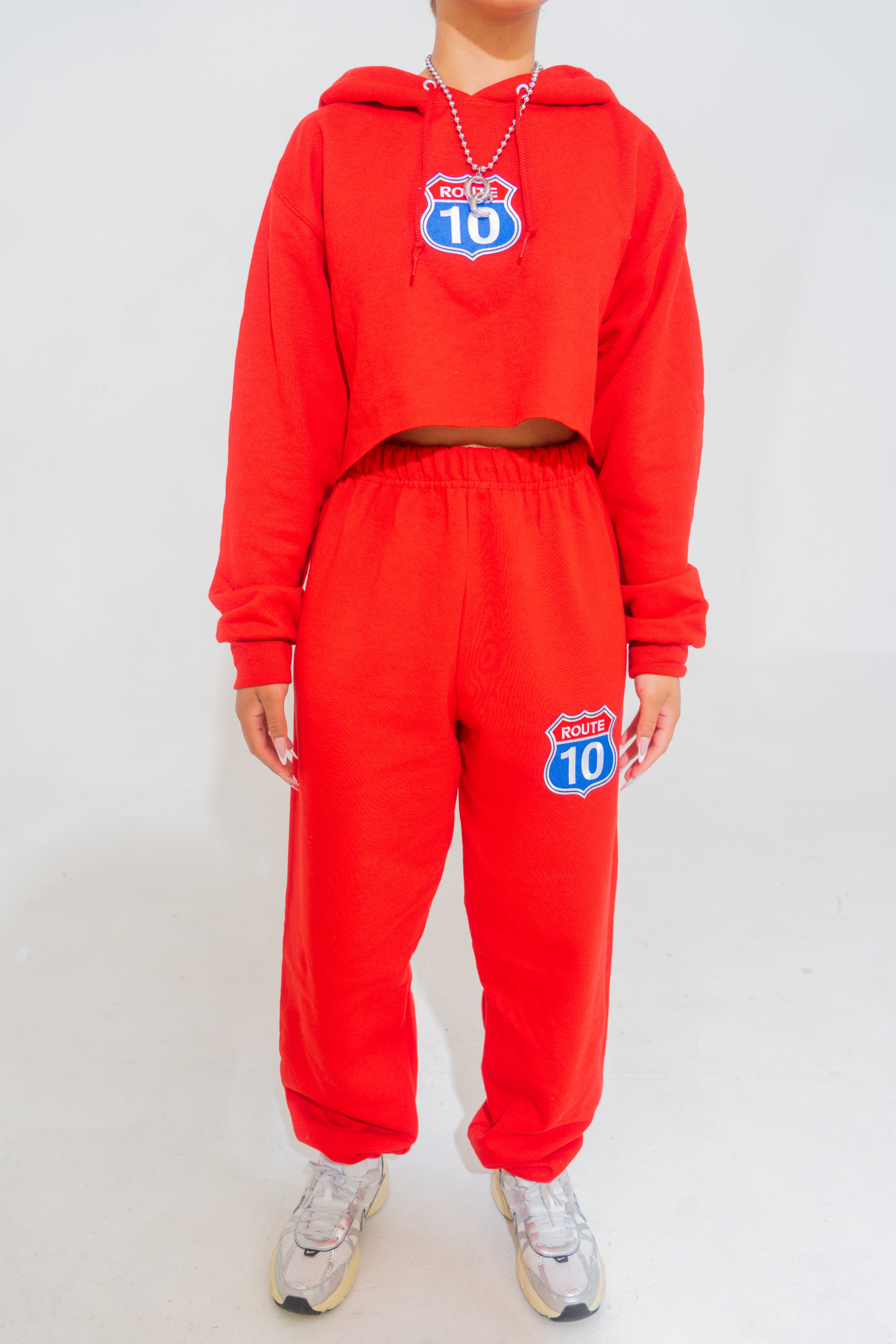 Cropped Patch Jogging Suit