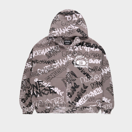 GREY GRAFFITI ZIP UP