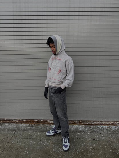 GREY UNITED TRIPLE LAYER HOODIE