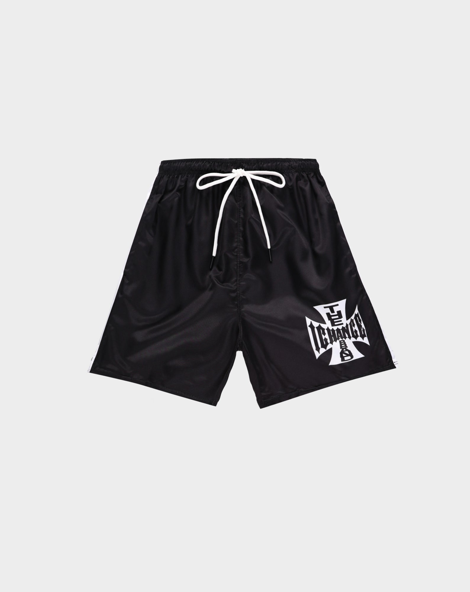BLACK BIKER NYLON SHORTS