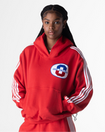 RED ATHELTICS STRIPPED HOODIE
