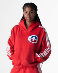 RED ATHELTICS STRIPPED HOODIE