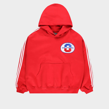 RED ATHELTICS STRIPPED HOODIE