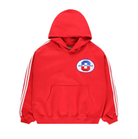RED ATHELTICS STRIPPED HOODIE